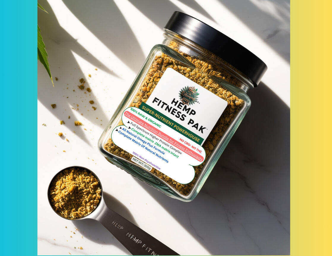 Hemp Fitness Pak – Nutritional Superfood for Fitness Hemp Fitness Flour Packaging with Nutritional Details Hemp Fitness Oil – Rich in Omegas and ZMA